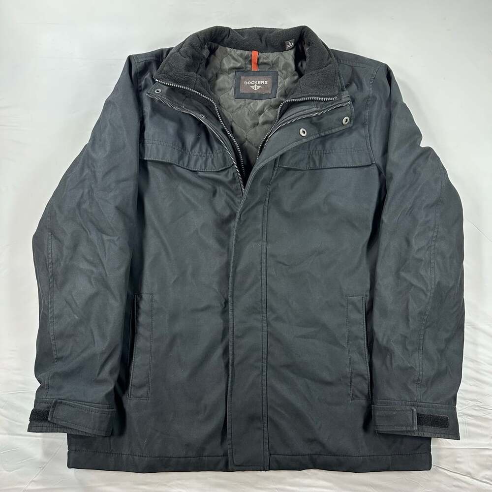 Dockers Bonded Micro-Twill Jacket Men’s Size Large Black Full Zip